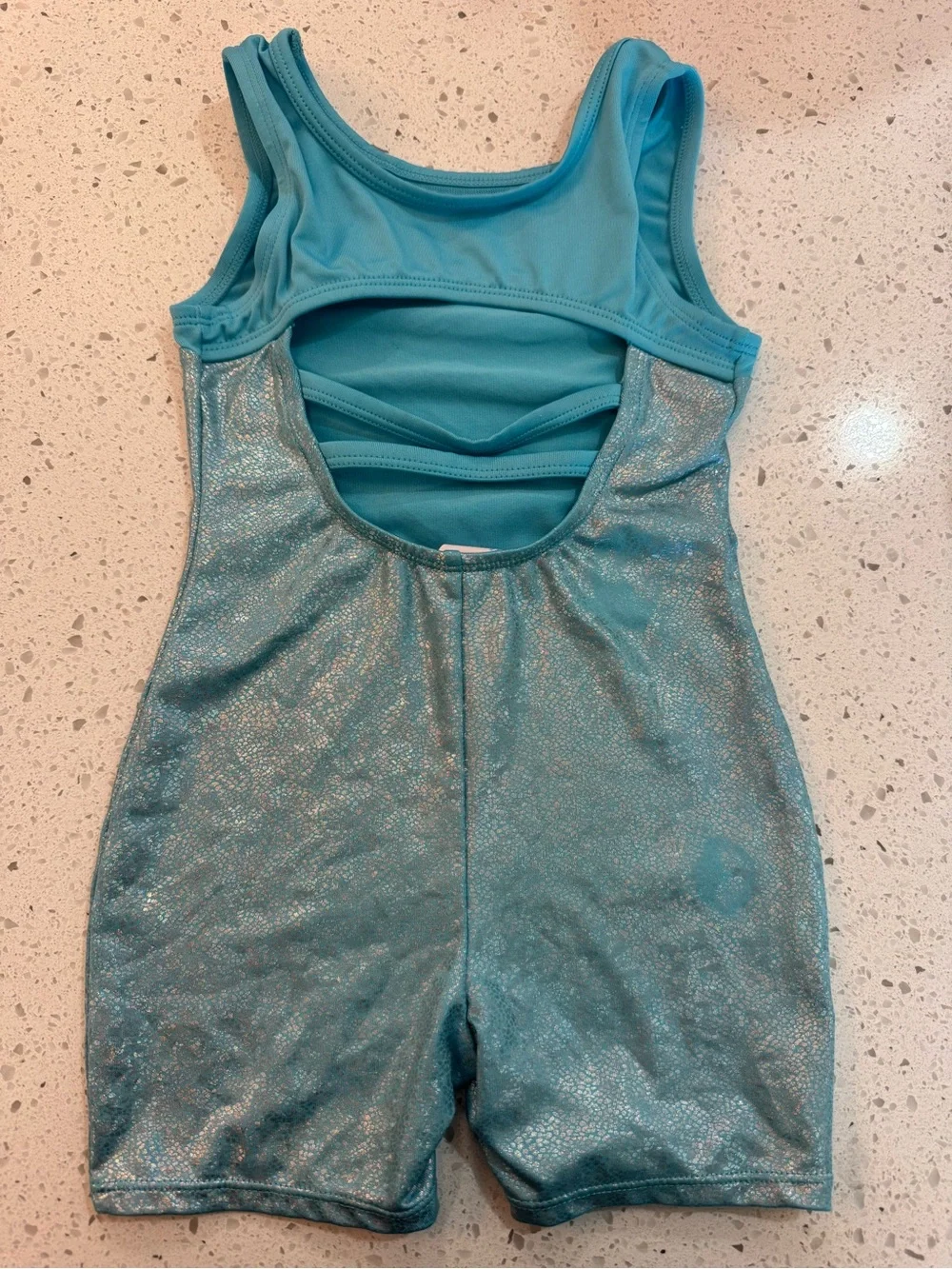 Magic Shimmery Teal Girls Athletic Romper